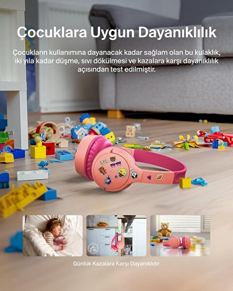 Belkin SoundForm Mini Kablosuz Çocuk Kulaklığı Pembe