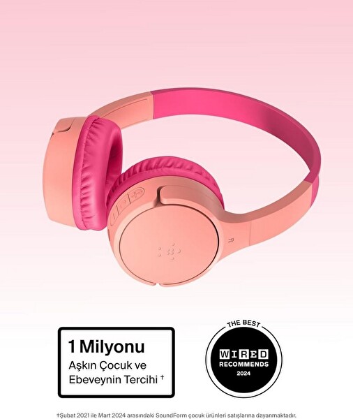 Belkin SoundForm Mini Kablosuz Çocuk Kulaklığı Pembe