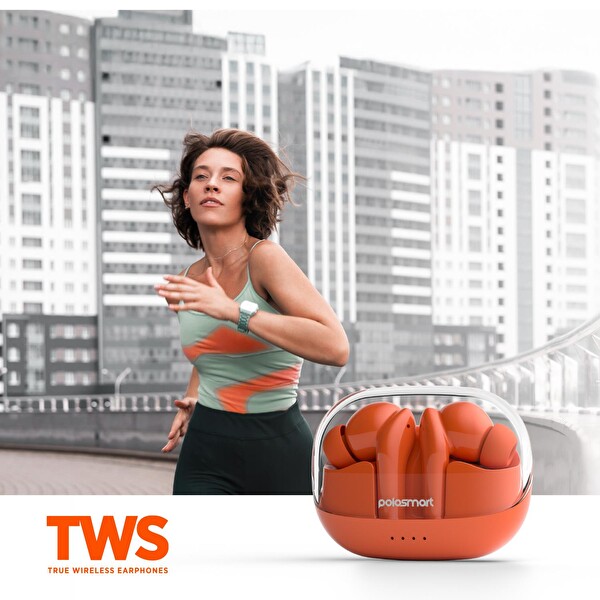 Polosmart FS100 TWS 5.3 Dokunmatik Kablosuz Bluetooth Kulaklık - Kırmızı