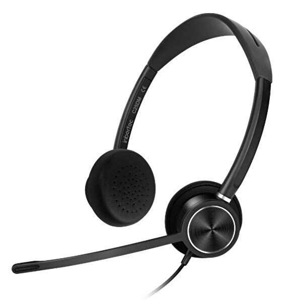 Inbertec C25DM Duo Çağrı Merkezi Kulak Üstü Kulaklık Siyah