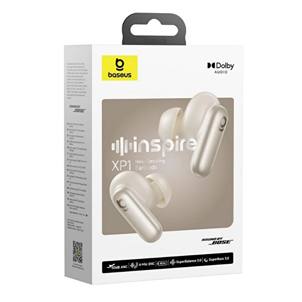 Baseus Inspire XP1 ANC Özellikli Dolby Audio 6 Mikrofonlu Bluetooth Kulaklık Beyaz