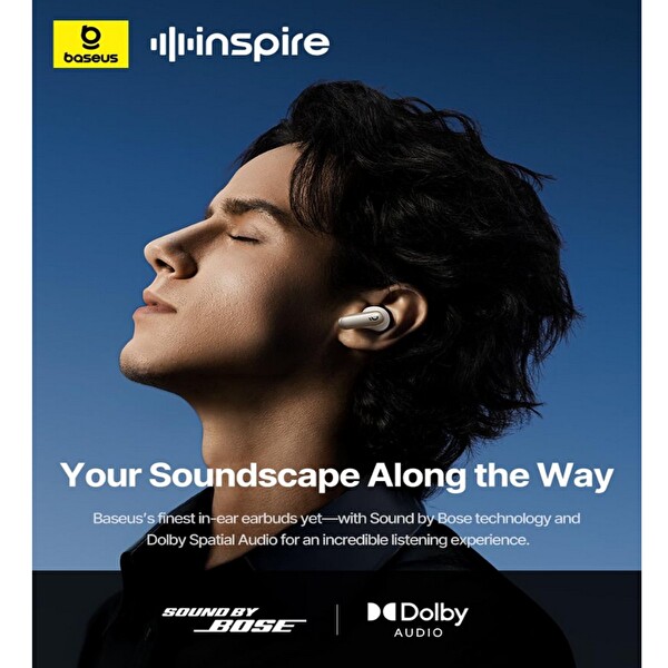 Baseus Inspire XP1 ANC Özellikli Dolby Audio 6 Mikrofonlu Bluetooth Kulaklık Beyaz