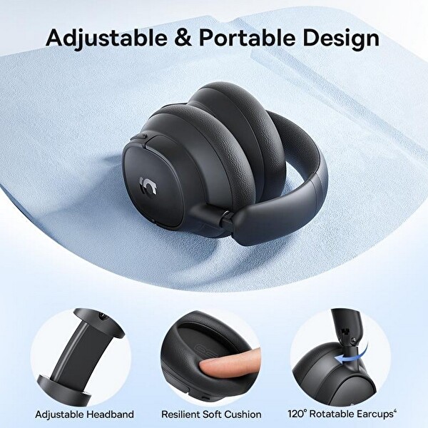 Baseus Bass BH1 NC Hibrit ANC. SuperBass 2.0. LDAC. 80 Saat Bluetooth 6.0 Kulaküstü Kulaklık Siyah
