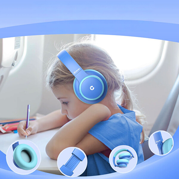 iClever BTH26 Aktif Gürültü Engelleme Özellikli Çocuk Bluetooth Kulaklık - Mavi