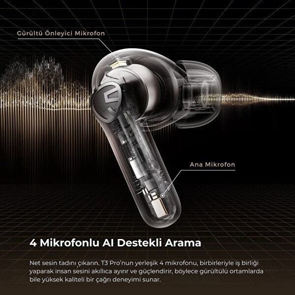 SoundPEATS T3 Pro ANC TWS Bluetooth 5.4 Kablosuz Kulak İçi Kulaklık - Beyaz