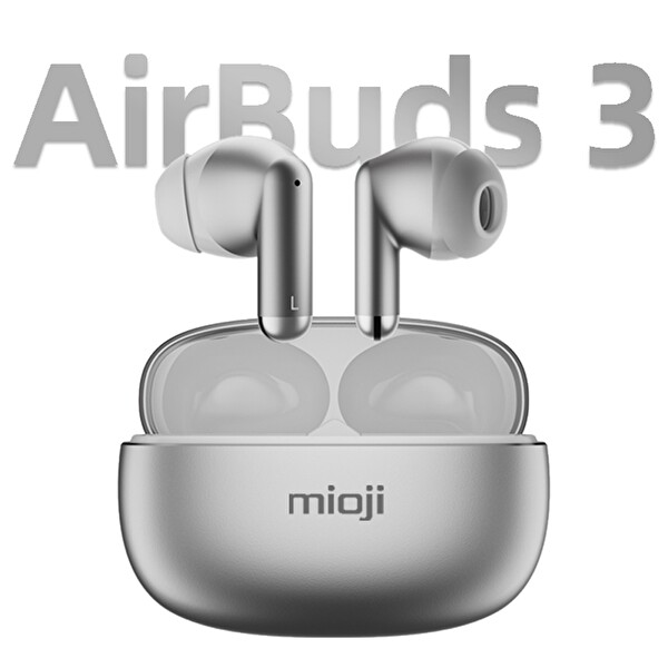Mioji Air Buds 3 Kablosuz 5.3 IOS Android Windows PC ve Tüm Telefonlar ile Uyumlu Bluetooth Kulaklık - Gümüş