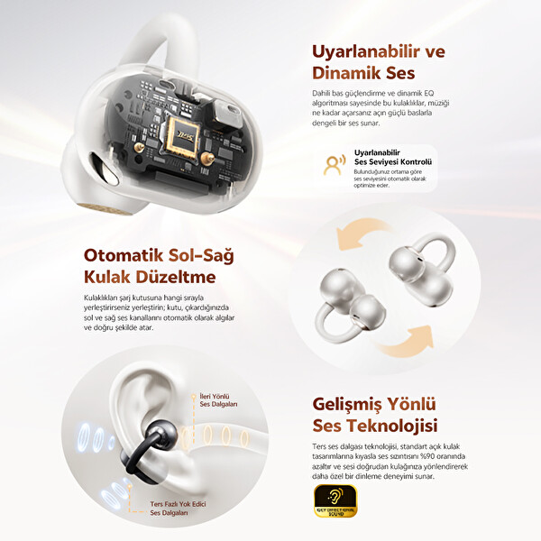 Qcy C50 Crossky 6.0 Çift Cihaz Çift Mıknatıs 35 Saat Dinleme Küpe Kulaklık Beyaz