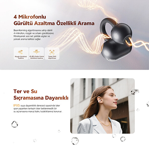 Qcy C50 Crossky 6.0 Çift Cihaz Çift Mıknatıs 35 Saat Dinleme Küpe Kulaklık Beyaz