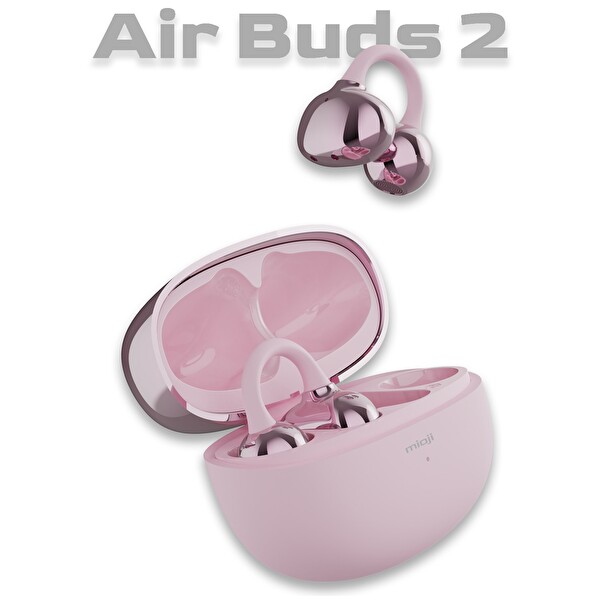 Mioji Air Buds 2 Kablosuz 5.4 Bluetooth Kulaklık Pembe