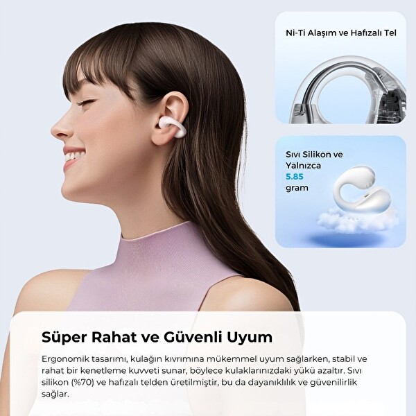 SoundPEATS Pearl Clip Pro Hi-Res LDAC ENC OWS Kablosuz 6.0 Bluetooth Kulaklık - Beyaz