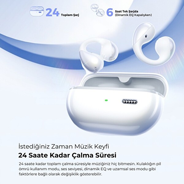 SoundPEATS Pearl Clip Pro Hi-Res LDAC ENC OWS Kablosuz 6.0 Bluetooth Kulaklık - Beyaz