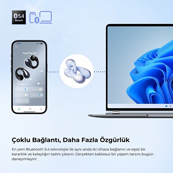 SoundPEATS PearlClip Pro Hi-Res LDAC ENC OWS Kablosuz 6.0 Bluetooth Kulaklık - Mor