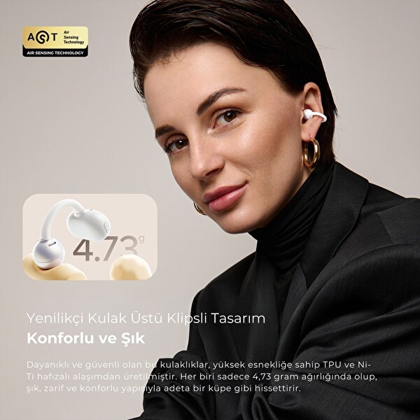 SoundPEATS POP Clip Open-Ear ENC OWS Kablosuz5.4 Bluetooth Kulaklık - Beyaz