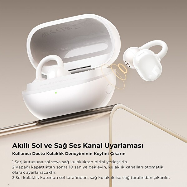 SoundPEATS POP Clip Open-Ear ENC OWS Kablosuz5.4 Bluetooth Kulaklık - Beyaz