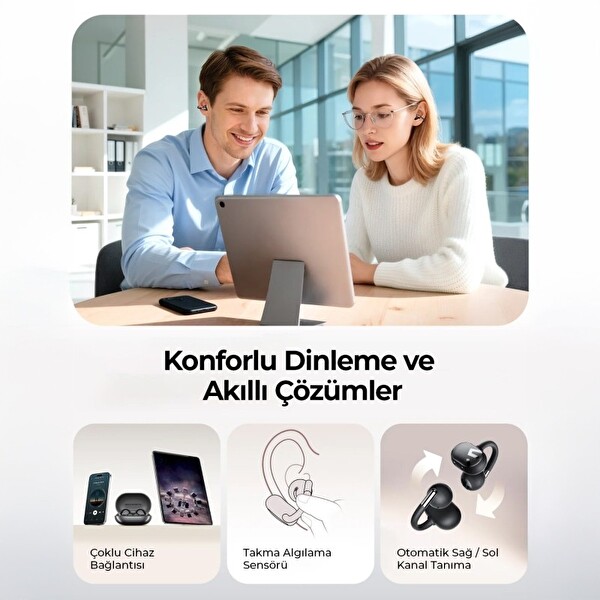 SoundPEATS Clip1 Open-Ear ENC OWS Kablosuz 5.4 Bluetooth Kulaklık - Siyah