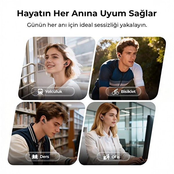 SoundPEATS C30 Hybrid ANC TWS Kablosuz 6.0 Bluetooth Kulaklık - Siyah