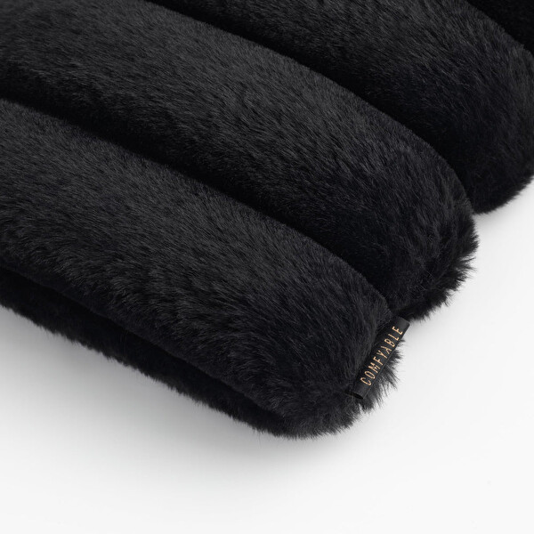 Comfyable Peluş Askılı Mini Çanta Yumuşak Suni Kürklü Mıknatıslı Kapama Telefon Çantası Siyah