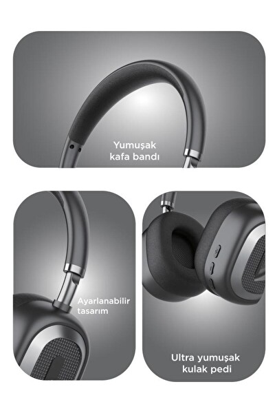 Başkenttekno HD70 Kulak Üstü Kablosuz Bluetooth Kulaklık - Siyah