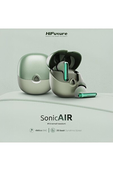 HiFuture Sonic AIR 5.4 IPX5 Su Geçirmez ENC 4 Mikrofonlu TWS Bluetooth Kulak İçi Kulaklık Yeşil