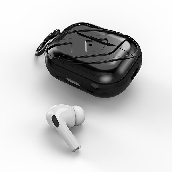 Diesel AirPods Pro -Pro 2 İçin Parlak Kılıf - Siyah