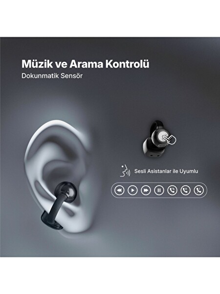 Ttec Airbeat Onyx Açık Kulak Tasarımlı Klipsli Kablosuz Bluetooth Kulaklık - 2KM178