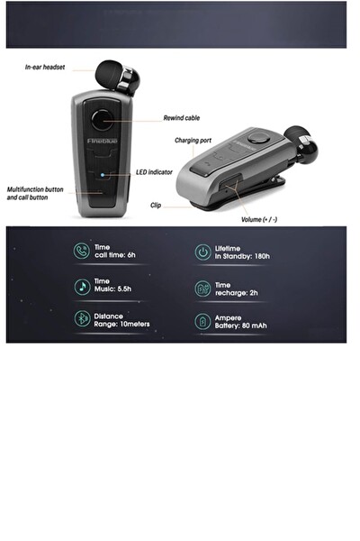 F910 Makaralı Titreşimli Kulak İçi Bluetooth Kulaklık