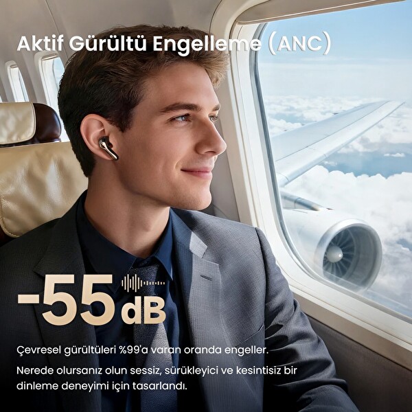 SoundPEATS Air5 Pro Plus Hi-Res LDAC Hybrid ANC Aktif Gürültü Engelleme TWS 5.4 Kulak İçi Bluetooth Kulaklık Siyah