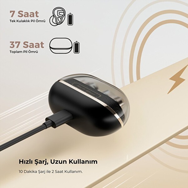SoundPEATS H3 Hi-Res LDAC 5.4 ANC Aktif Gürültü Engelleme TWS Kablosuz Kulak İçi Bluetooth Kulaklık Titanyum Siyah