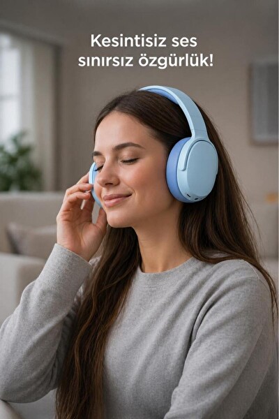 Başkenttekno P2961 Kulak Üstü Kablosuz Bluetooth Kulaklık Mavi