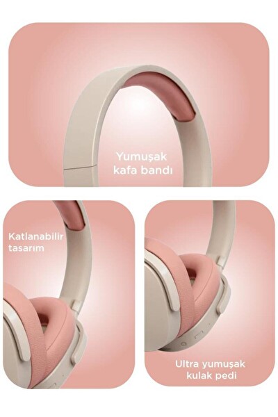 Başkenttekno P2961 Kulak Üstü Kablosuz Bluetooth Kulaklık Pembe
