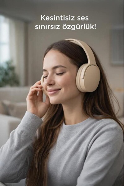 Başkenttekno P2961 Kulak Üstü Kablosuz Bluetooth Kulaklık Bej 4