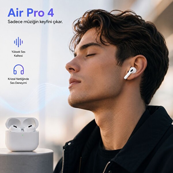 ScHitec Air Pro 4 Bluetooth'lu ANC Hİ-Fİ Ses iOS Android Tüm Cihazlarla Uyumlu Kulaklık
