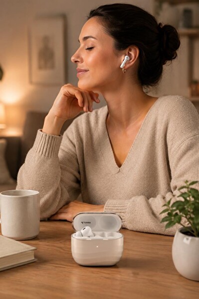 Torima G03 Kulak İçi Kablosuz Bluetooth Kulaklık Bej 5