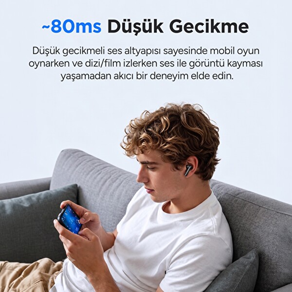 Juo JT1 13 MM Sürücü IPX4 Beyaz Bluetooth 6.0 TWS Kablosuz Kulak İçi Kulaklık
