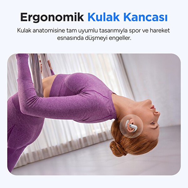 Juo JT3 14.2 MM Sürücü 6.0 Open Ear OWS Kulak Kancalı Açık Spor Siyah Bluetooth Kulaklık