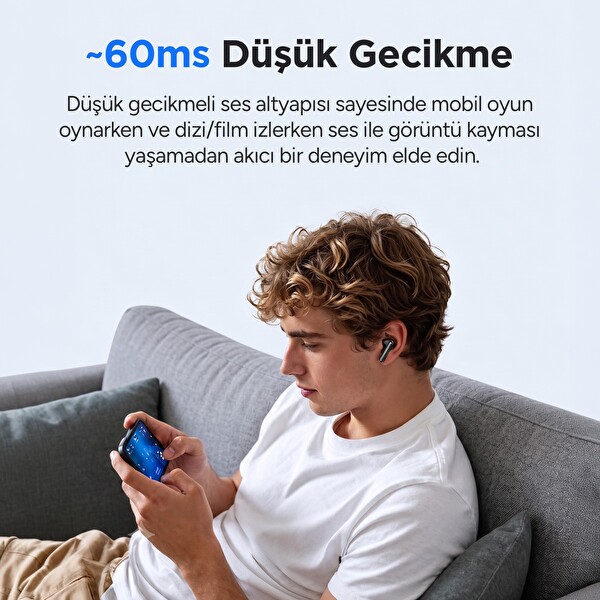 Juo JT2 13 MM Sürücü 6.0 TWS 4 Mikrofonlu ANC ENC Gürültü Engelleme Siyah Kulak İçi Bluetooth Kulaklık