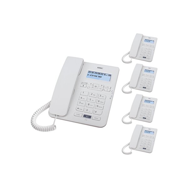 Karel TM145 Beyaz Ekranlı Masaüstü Kablolu Beyaz Masaüstü Telefon 5 Adet