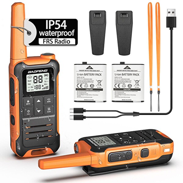 Valkyrie Baofeng IP54 Type-C Şarjlı 22 Kanal 1400 mAh F22 Lisans Gerektirmez El Telsizi 2’li Set