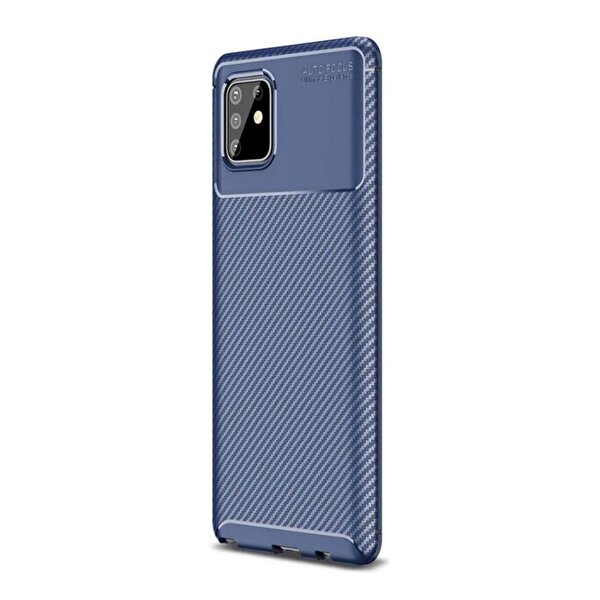 Teleplus Samsung Galaxy Note 10 Lite Negro Karbon Dokulu Silikon Lacivert Telefon Kılıfı