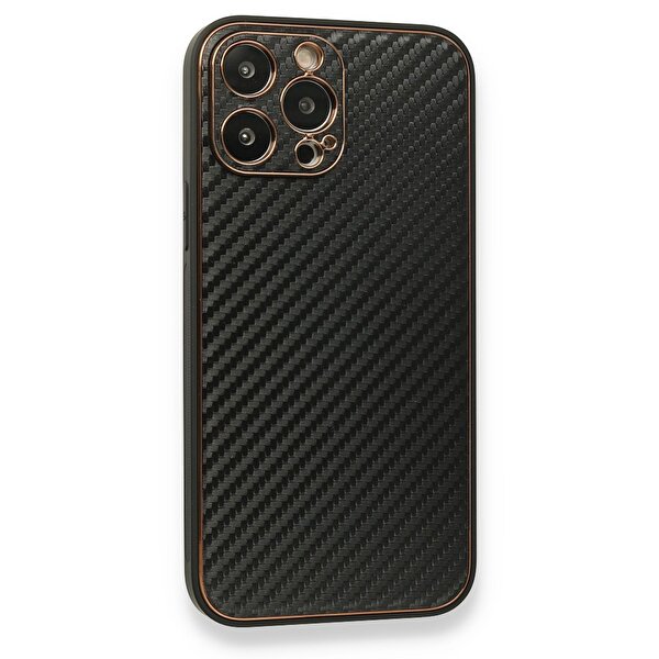 Teleplus iPhone 13 Pro Coco Hibrit Karbon Silikon Siyah Kılıf