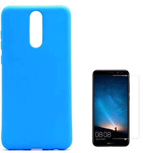 Teleplus Huawei Mate 10 Lite Lüks Silikon Kılıf Mavi + Cam Ekran Koruyucu