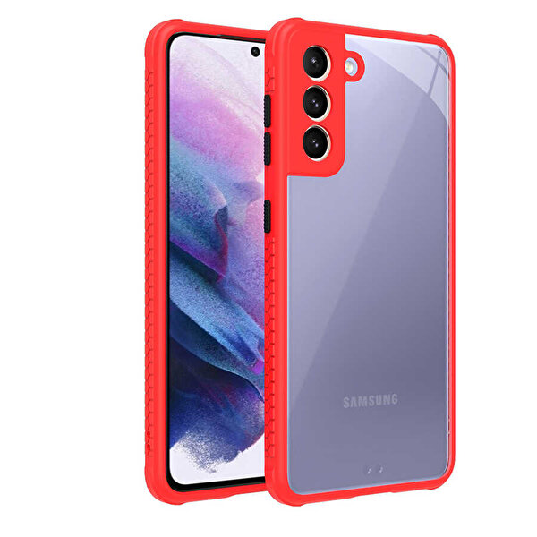 Teleplus Samsung Galaxy S21 5G Kılıf Bumper Kamera Korumalı Silikon Kırmızı