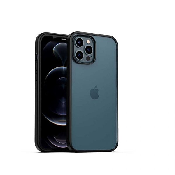 Teleplus iPhone 13 Pro Max Slim Hom Transparan Silikon Siyah Kılıf
