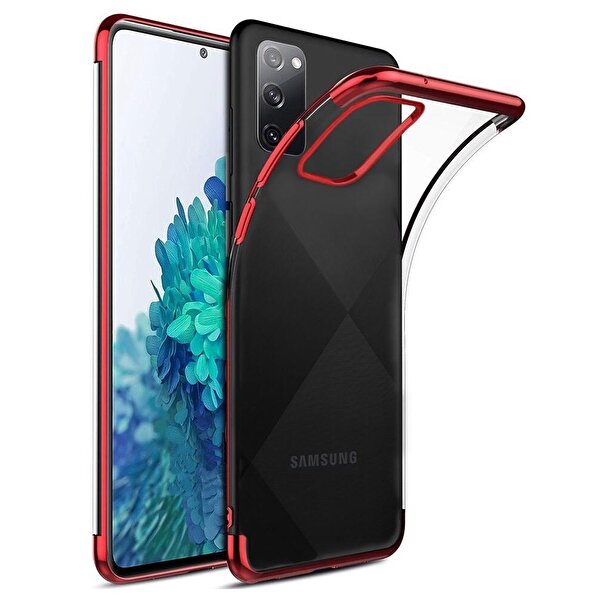Teleplus  Samsung Galaxy A02s Kılıf Lüks Lazer Silikon-kırmızı