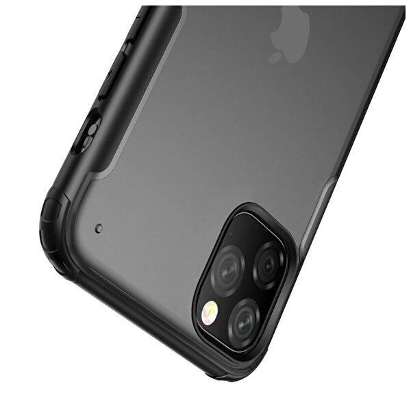 Teleplus iPhone 12 Pro Vonk Hibrit Silikon Siyah Kılıf + Tam Kapatan Ekran Koruyucu