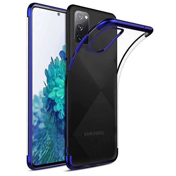 Teleplus  Samsung Galaxy A02s Kılıf Lüks Lazer Silikon-mavi