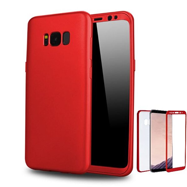 Teleplus  Samsung Galaxy S8 Plus 360 Full Korumalı Kapak Kırmızı