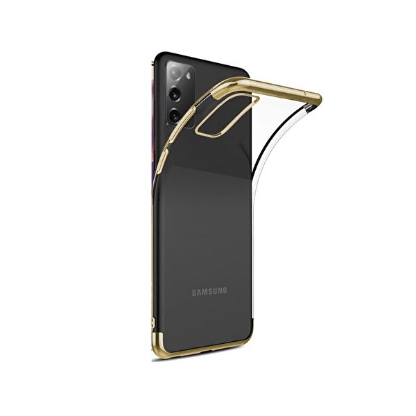 Teleplus Samsung Galaxy S20 FE Kılıf Lüks Köşeli Lazer Silikon Gold