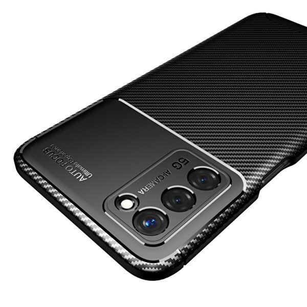 Teleplus  Oppo A55 5g Kılıf Kamera Korumalı Karbon Dokulu Silikon Kahverengi