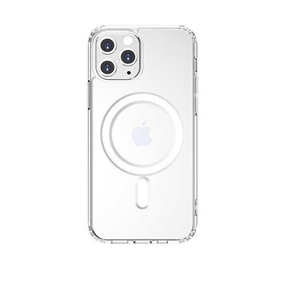 Teleplus iPhone 11 Pro Max Manyetik Kristal Wireless Destekli Sert Kapak Silikon Kılıf + 10000 Mah Magsafeli Powerbank Lacivert